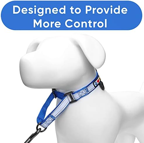 Pawtitas Customized Martingale Dog Collar Reflective Reflective Dog Collar Embroidered Personalized Name Phone Number Adjustable for Puppies Small Medium Large Size Dogs Large Blue