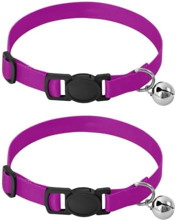2 Pack Kitten Collars Purple Pink Gradient Collar with Bell for Dog Puppy, Adjustable 10.6 to 17.1 Inches