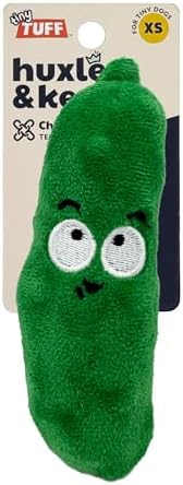 Huxley & Kent Funny Dog Toy w/Squeaker – Power Plush Squeaky Dog Toys for Small Dogs – Durable Small Stuffed Animal for Indoor Play & Fetch - Tiny Tuff Dell Pickle