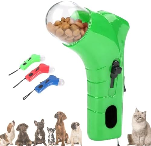 Cat Treat Launcher Gun – Interactive Pet Treat Shooter for Cats & Dogs, Handheld Cat Treat Dispenser, Pet Snack Catapult, Dog Food Launcher Toy for Training & Play (Green)