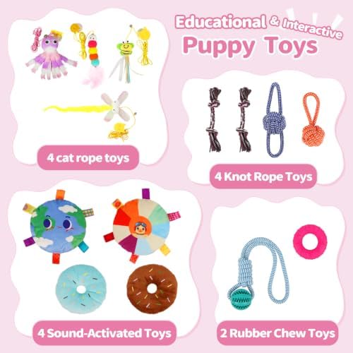 Liitrton Puppy Play Gym for Small Dogs & Kittens, Large PVC Pink Frame