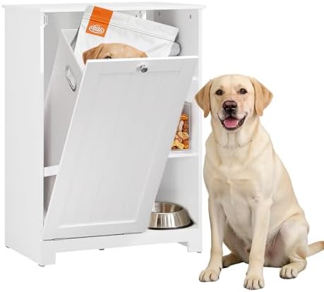 Tilt-Out Dog Food Storage Cabinet, Multi Size, White