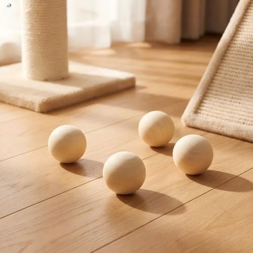 Cat Scratcher, Cat Natural Sisal Scratching Pad, Kitten Interactive Toy with Ball Track Spring Ball for Chasing Hunting Mental Physical Exercise Puzzle (4PCS cat Ball)