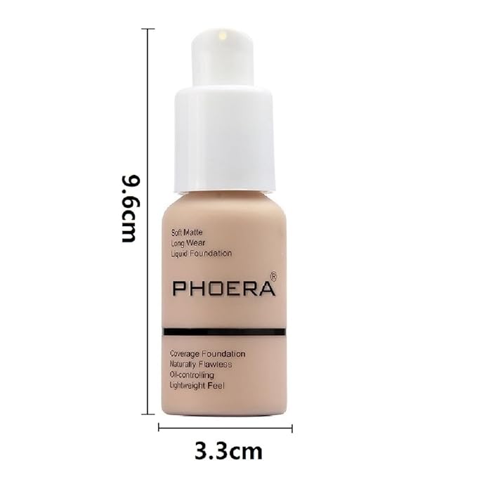 PHOERA Foundation,Full Coverage Flawless Soft Matte 24 HR Oil Control Waterproof Concealer Makeup. (1 Pcs-104- Buff Beige)