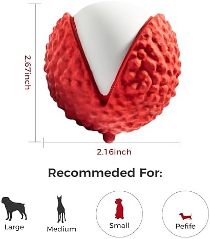 MewaJump Dog Toys Ball Pet Squeaky Toys, Interactive and Trainning Durable Chew Toys for Fetching Games for Agressive Chewer(Lychee)