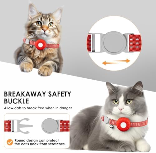 GPS Tracker for Cats-No Monthly Fee Cat Tracker,Compatible with Apple Find My App (Only iOS), Waterproof Pet Tracker,Real-Time Cat Collar for Pets,Kids,Luggage & Assets | 367-Day Battery Life|(Red)
