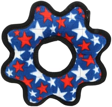 TUFFY® Blue Star Gear Ring Ultra Durable Plush Dog Toy