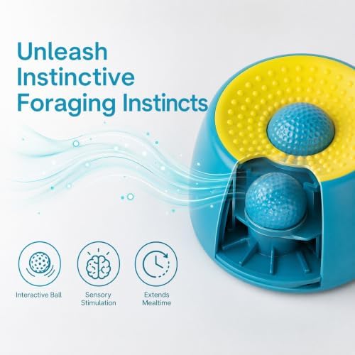 Dog Licking Bowl with Rolling Ball, Interactive Slow Feeder Dog Bowls & Dog Lick Bowl for Boredom Relief, Calming Lick and Roll Bowl for Dogs & Cats with Suction Cups for Wet Food, Peanut Butter