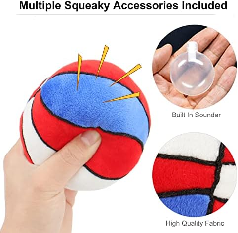 Dog Toys Balls - Chewable Plush Basketball for Dogs, Soft Pet Ball