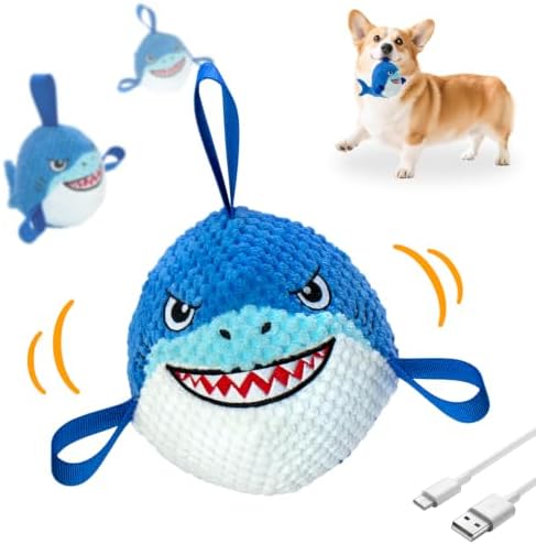 Automatic Moving Squeaky Dog Toy, USB Rechargeable Shark Ball for Large