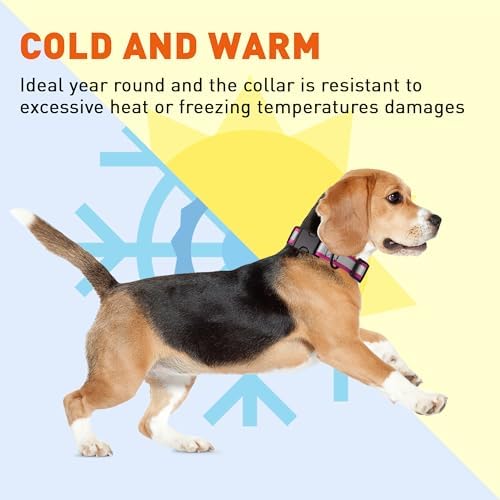 Dogline BioThane Reflective Dog Collar – Waterproof Heavy Duty Dog Collars – High Visibility Quick Release Dog Collar with Sturdy Buckle – Fun Modern Colors – Comfortable and Safe