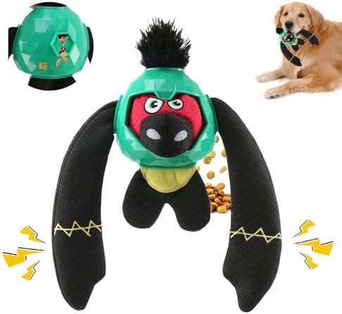 Tough Dog Toys – Crinkle Dog Chew Toys to Keep Them Busy, Interactive Treat Dispensing Puppy Puzzle Toys for Boredom Relief, Less Stuffed Pet Toys for Small, Medium and Large Dogs (Green)
