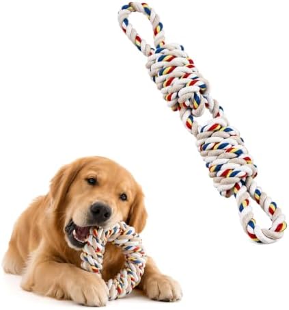 Heavy Duty Dog Rope Toys, Thick Braided Tug Toy for Small Medium Large Dogs (Red and Green, Small)