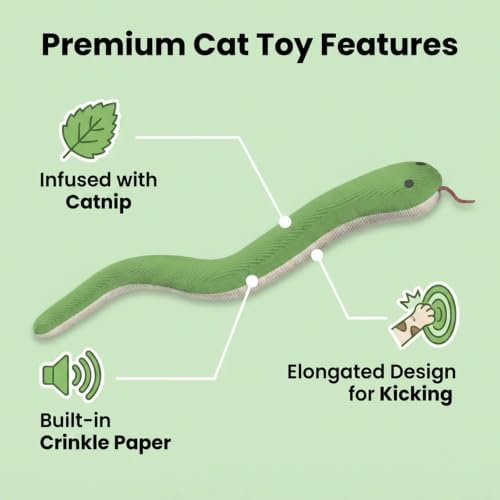Shudyear Cat Snake Toy with Catnip, Crinkle Cat Toy for Cats, Soft Plush Kicker Toy for Indoor Cats, Interactive Cat Toy for Exercise & Stress Relief