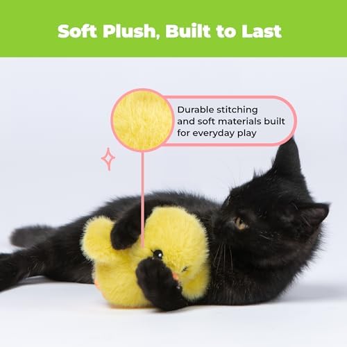 Best Pet Supplies Catify Interactive Flapping Cat Toy - Duckling, Yellow