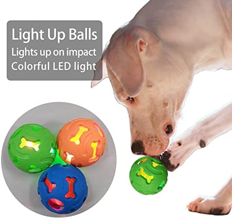 Leejec Dog Toys, 2.5" Interactive Light up Balls, for Medium & Small Breed