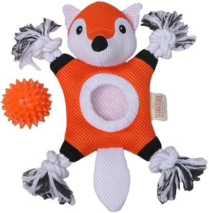 Territory 2 in 1 No Stuffing Removable Fetch Ball Tug Dog Toy for Small Medium Large Dogs, Fox