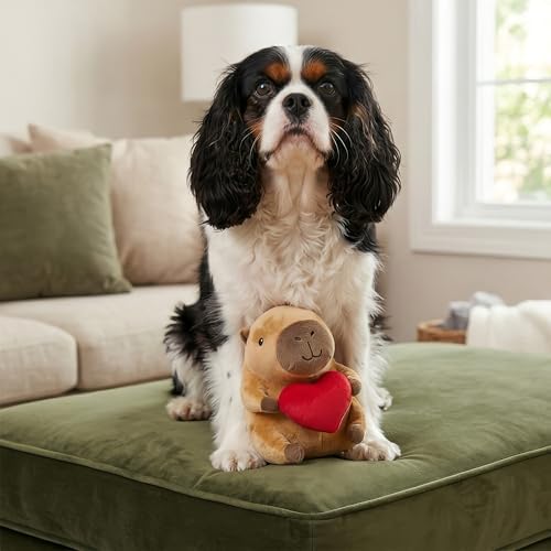 SPOT Capybara with Heart Plush Dog Toy, Soft Stuffed Squeaky & Crinkle Toy for Calm and Gentle Play, Adorable Capybara, for Light Chewers and Small Dogs, 8 Inch