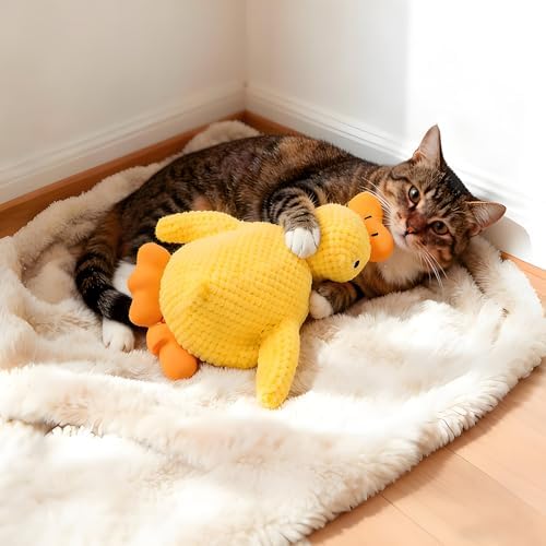 Calming Yellow Duck Dog Toys Squeaky Plush Duck Pillow Toy Relief for Pets