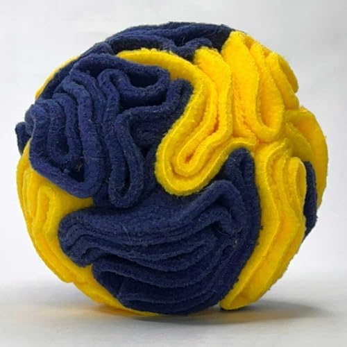 Glory To Dog Puppy/Small Breed Snuffle Ball Toy Bright Yellow & Royal Blue