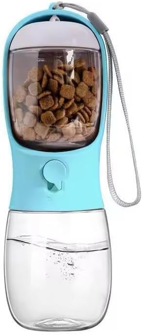 Dog Water Bottle Portable with Food Container & Filter for Travel 12OZ | Feeding & Hydration | Travel Water Bowl | Portable Pet Dispenser | Dog Gifts | Puppy Essentials | for Hiking Camping Beach
