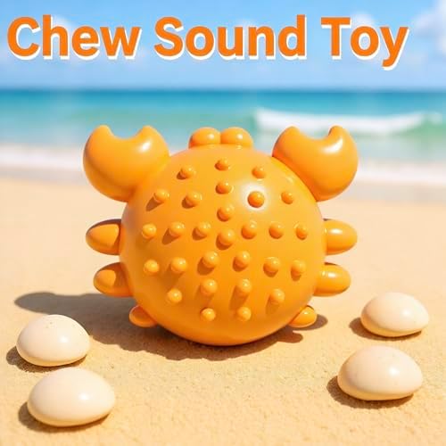 Squeaky Crab Dog Chew Toy, Orange, TPR Material, Interactive Teeth Cleaning Ball for Puppies and Dogs, Boredom Relief, 3.94 Inch (Green)