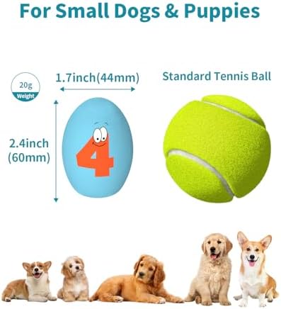Squeaky Dog Toys for Small Dogs, 10 Pack Soft Puppy Chew Toy Set, Funny Numbers Squeaky Dog Balls, Interactive Fetch Playing Egg Balls for Puppy Small Breeds, 1.7"*2.4"