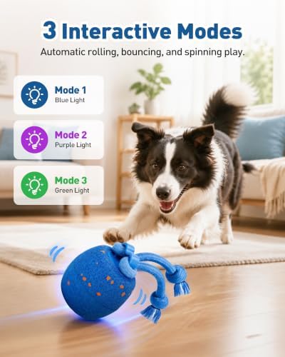 Smart Interactive Dog Toys Ball, Automatic Moving Rolling Toy Made of E-TPU
