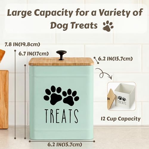 PERFNIQUE Dog Treat Container, Airtight Dog Treat Jar, Dog Cookie Jar for kitchen Counter, Pet Treat Container, Dog Food Storage, Treat Jars for Pets, Cat Treat Container, 7.8x6.2 (Mint)