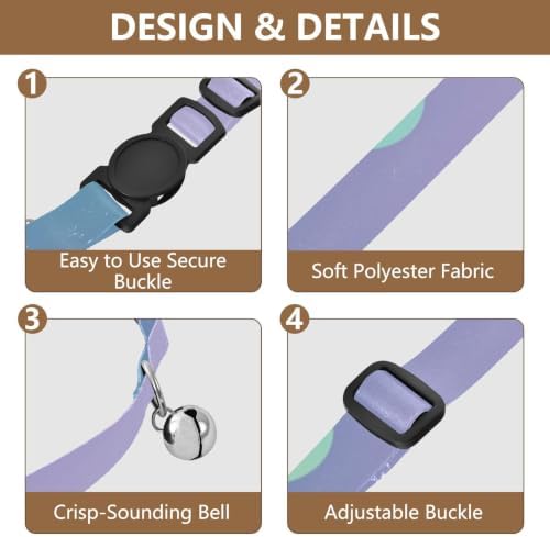2 Pack Pet Collar Green Pink Gradient Polka Dot Collar with Bell for Dog Puppy, Adjustable 10.6 to 17.1 Inches