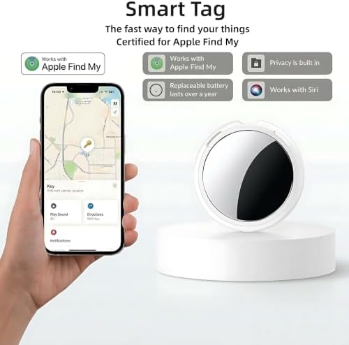 4 Pack Smart Tracker Tags MFi Certified Item Finder Apple Find My iOS Only | Bluetooth Air Worldwide Tracking Tracker Tags Waterproof Key Finder Locator with Sound for Luggage Wallet Pets Dogs Cats