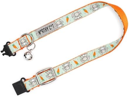 THE WORTHY DOG Summer Pattern, Breakaway Cat Collar, with Bell, Mint Green