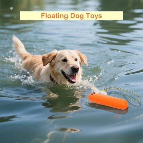 DEAYOU 4 Pack Dog Pool Toys, Interactive Dog Water Floating Toys with Rope, Fetch Training Bumpers Retrieving Dummy, Pet Throw Toy for Outdoor, Summer, Playing, Tug Game, Retriever