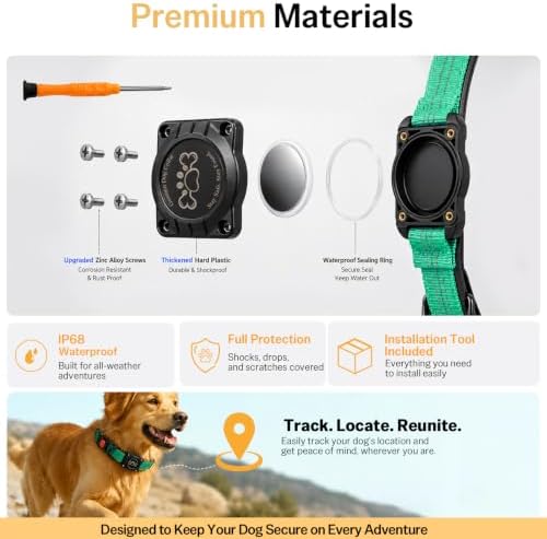Geamen Waterproof Dog Collar QR Code Reflective Collar Teal,S | Built-in Waterproof Holder, QR Code Tag, Reflective,Secure Buckle
