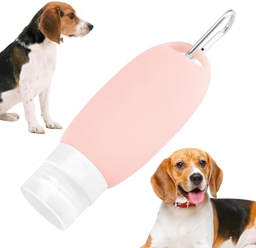 Refillable Silicone Travel Bottle for Dog 3oz (90ml) | Small Refillable Squeeze Bottles with Carabiner | Food-Safe Material