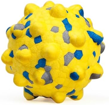 Moonorange 2.36'' Dog Balls for Dogs Aggressive Chewers Indestructible Tennis Durable Bouncy Interactive Dog Toy Balls for Fetch Game Floating Training(Yellow Medium)