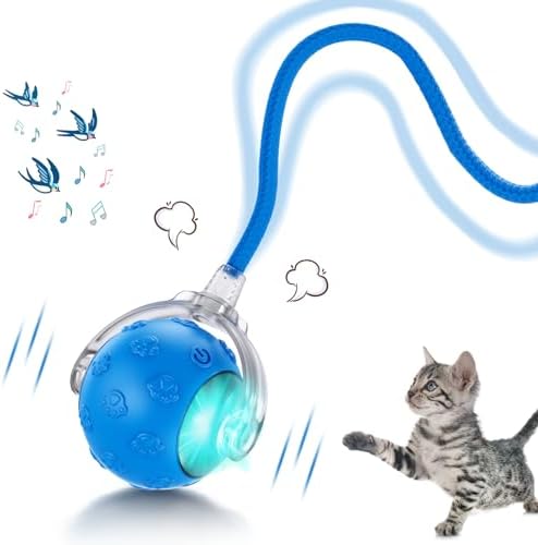 Interactive Cat Toys for Indoor Cats - Rechargeable Fast Rolling Ball