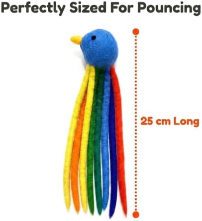 Glaciart One Bird Cat Kicker Toy with Catnip, Wool Felt Toy