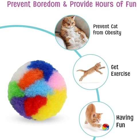 Ethical SPOT Kitty Yarn Puffs Colorful Woolen Yarn Cat Toy Contains Catnip 1.5" Pack of 4 Pet