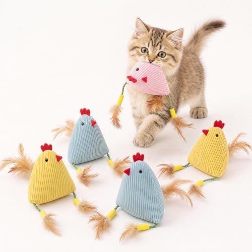 Corduroy Chick Cat Toys Catnip Feather Toys for Indoor Kittens