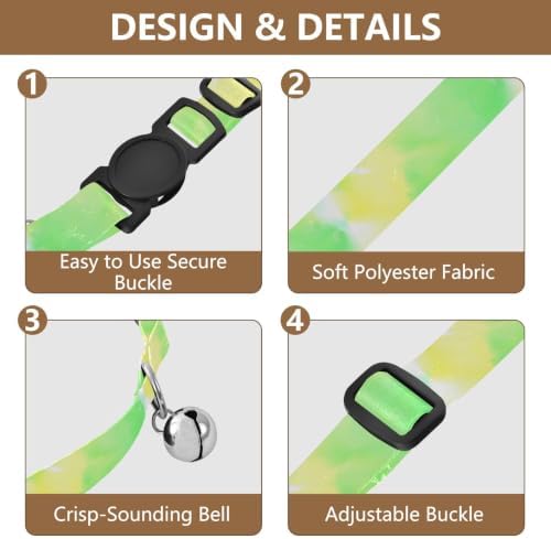 Watercolor Pastel Green Adjustable Buckle Pet Collar 2 Pack Comfortable Cat Collar