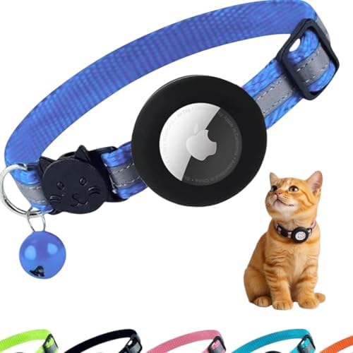 AirTag Cat Collar with AirTag Holder, Breakaway Reflective Cat Tracker Collar with Bell by AmazeGoods