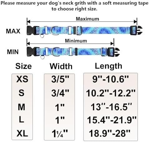 Martingale Collar with Buckle Blue Tie Dye Training Collar Adjustable Nylon Boy Dog Collars (Blue Teal, Medium)