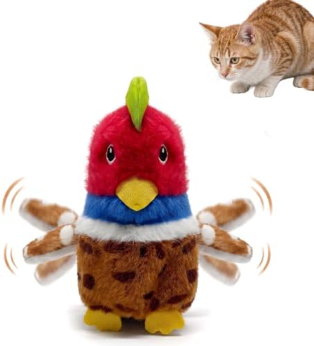 Flapping Parrot Cat Toys, Talk and Speak Birb Toy, Lifelike Bird Chirp
