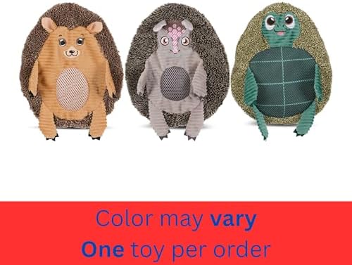 Bow Wow Pet Stuffing-Free Fleck Fur Animal Dog Toy – Crinkle & Squeaker – Plush Tug & Chew Toy – Animal May Vary