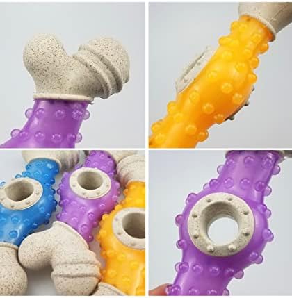Dog Toy Bone Aggressive Chew Power Dog Bone for Aggressive Chewers, Great Toy for Your Best Friend- (1 PC) Blue Color (Yellow)
