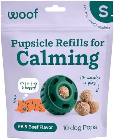 WOOF Pupsicle Refill Pops for Calming - Long-Lasting Refills for the Pupsicle Toy to Promote Calm - Calming Dog Treats - Magnesium for Dogs- Small Pops - 10 Count