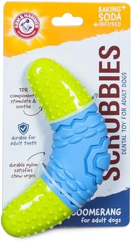 Arm & Hammer Scrubbies Boomerang Dental Chew Toy, Adult, Large, 7 in