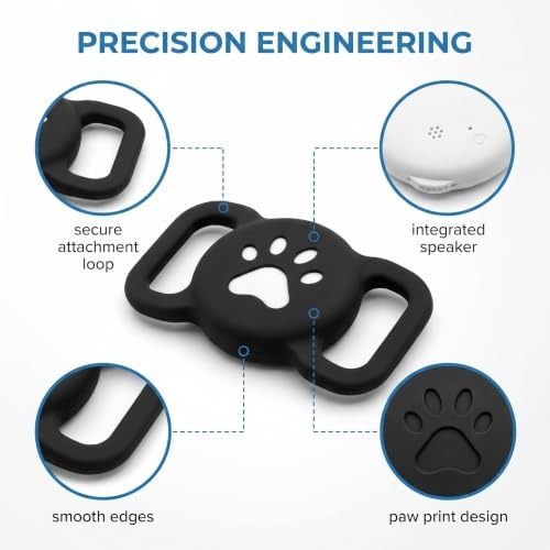 GPS Tracker Real-Time Location,Compatible with Apple Find My, Ultra-Slim Reliable Performance,IP68 Waterproof Silicone Protective Case,Used for Cat and Dog Collar(Black)