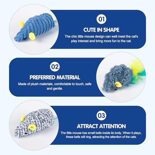 Catnip Toys (3 Pack), Cat Mouse Toys for Indoor Play, Small Interactive Cat Toys for Indoor Cats, Perfect for Single or Multi-Cat Households (Yellow)